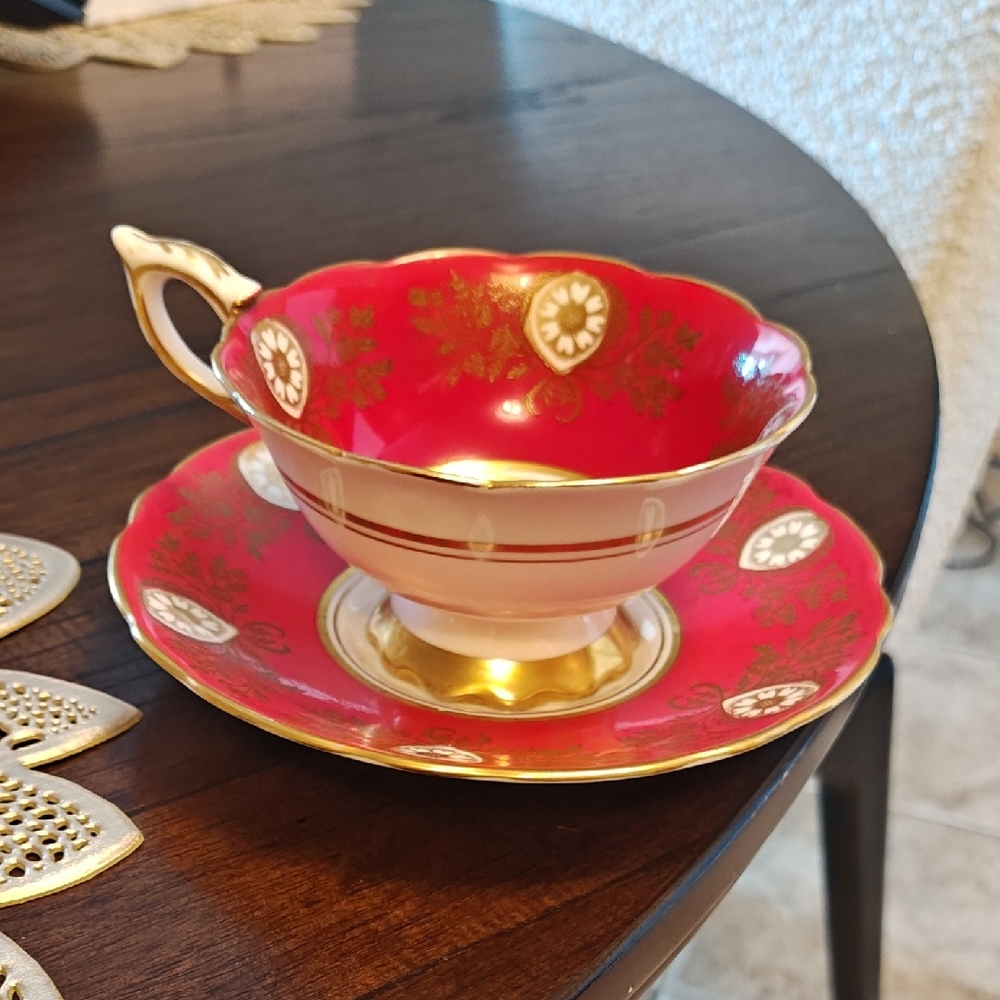 Stafford White Bone China Teacup with Gold Trim